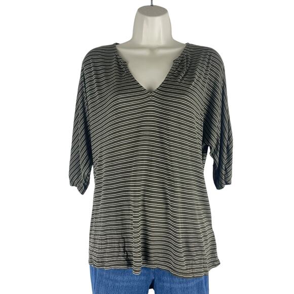 Soft Joie Tops - Soft Joie 3/4 Dolman Sleeves V Neck Striped Casual Top Green Size XS